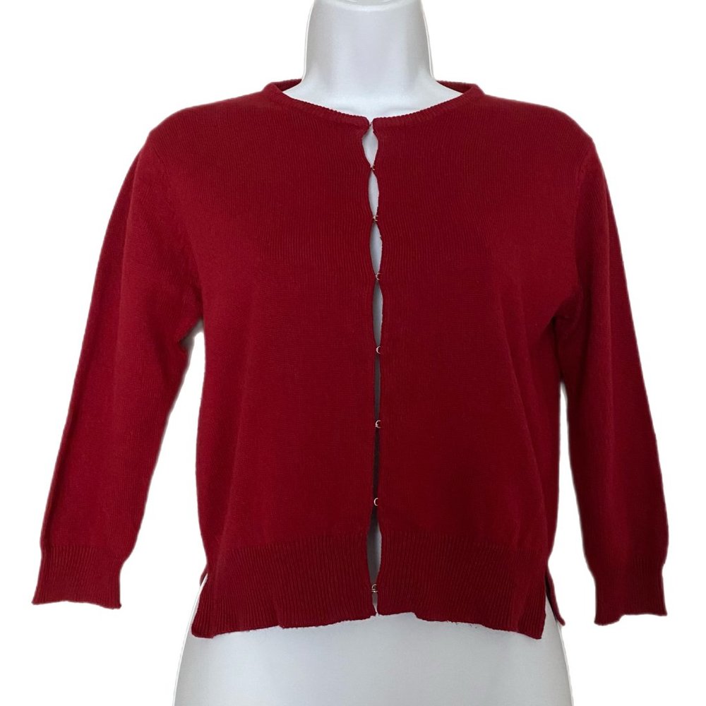 Under Cover Women's Silk Cashmere Blend Eye & Hook Front 3/4 Sleeve Sweater Sm